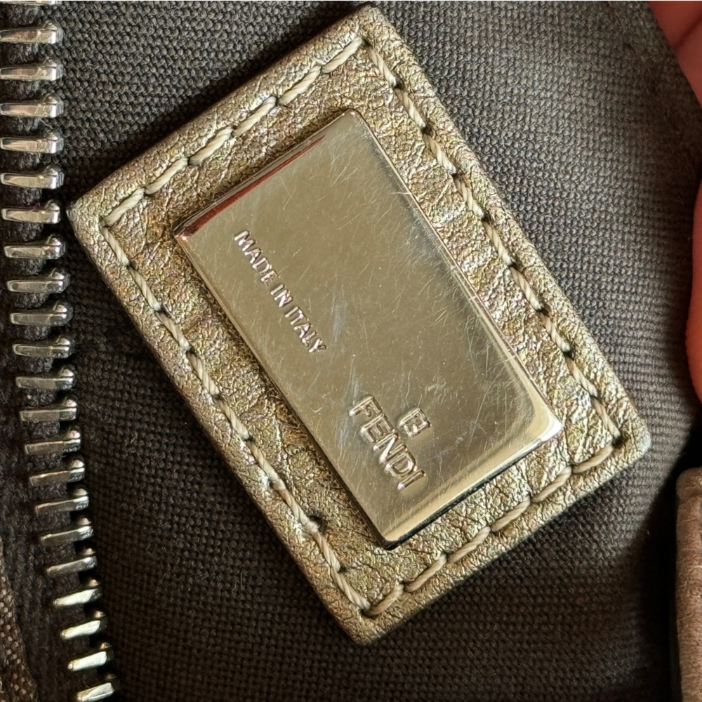 VINTAGE🤎Fendi🤎Zucchino Canvas Small Forever Bauletto Boston Bag - Picture 14 of 14